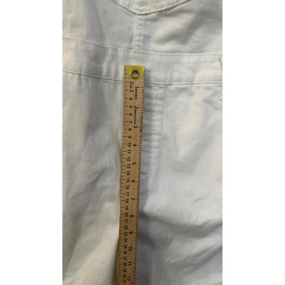 Lee Womens White Denim Overall Shorts Size S Stretch Bib Utility Summer 11233578 - Picture 6 of 11